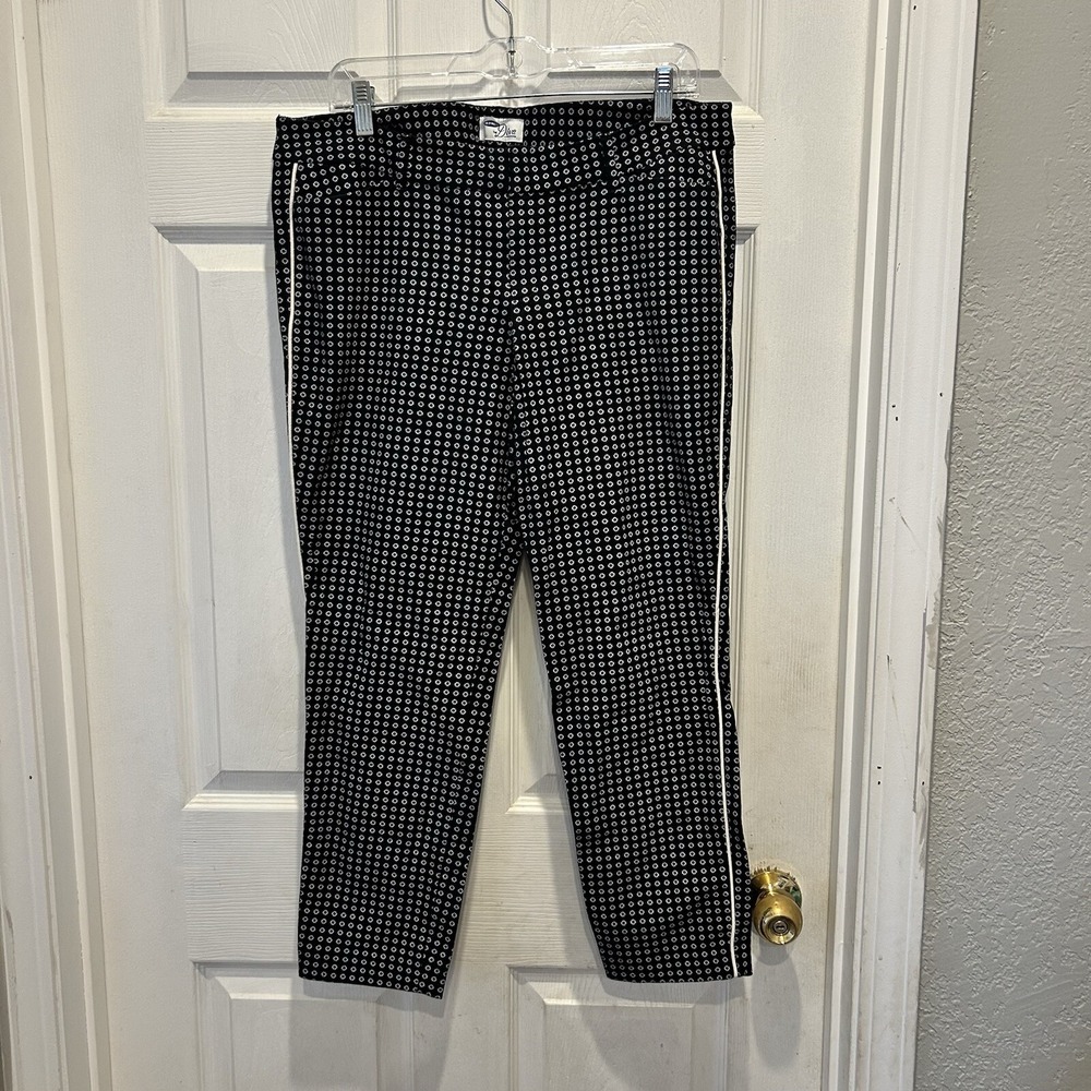 Old Navy The Diva Skinny Ankle Pants Wmns 14 Black Geometric Side Stripe Stretch